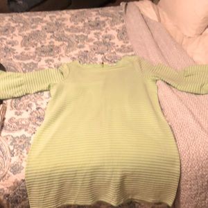 Green & white striped 1/2 sleeve dress. Worn once